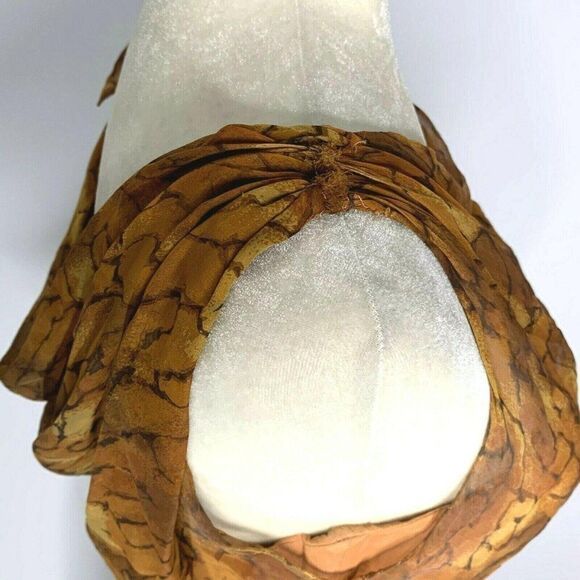 Vintage 50s Sheer Overlay Dress S Brown Draped - Picture 10 of 11